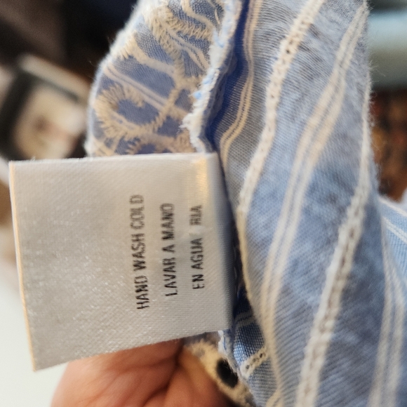 Blue and White Striped Blouse with Lace Hem From Revolve - Picture 8 of 8